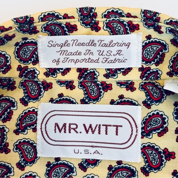 Vintage Mr. Witt Yellow Paisley Long Sleeve Button Down Blouse Made in USA M - Picture 6 of 10